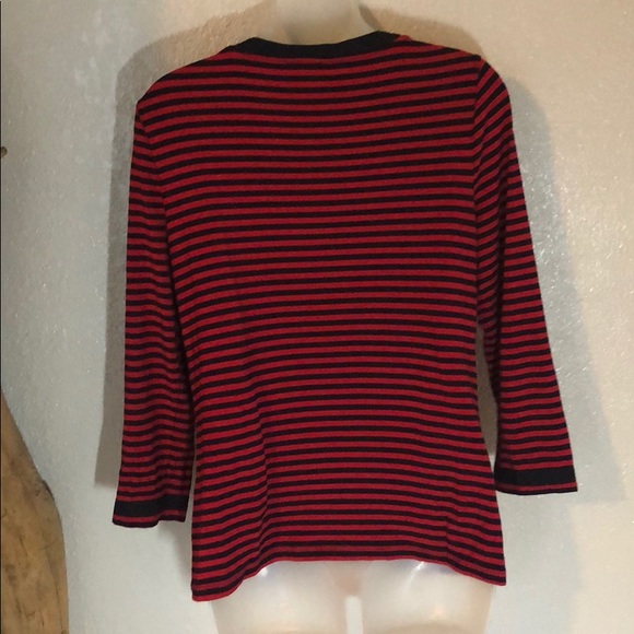 Talbots red and black striped top m - Picture 3 of 5
